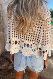 Crochet Lace-Up Blouse