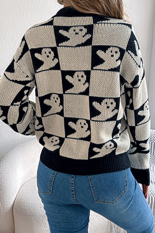 Smiley Face Checkered Sweater