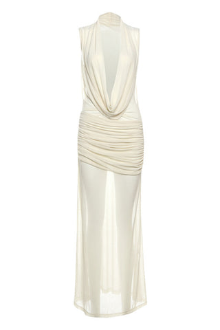 Draped Halter Neck Casual Dress