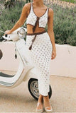 Crochet Skirt Set with Tie-Front Top