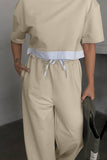 Casual Two-Piece Set with Cropped Top