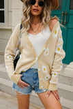 Button-Front Floral Cardigan
