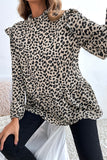 Ruffle-Shoulder Leopard Blouse