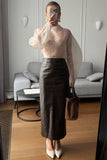Elegant Sheer Blouse with High Collar