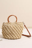 Chic Crochet Handbag with Wooden Handles