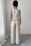 Contrast Trim Pants Set