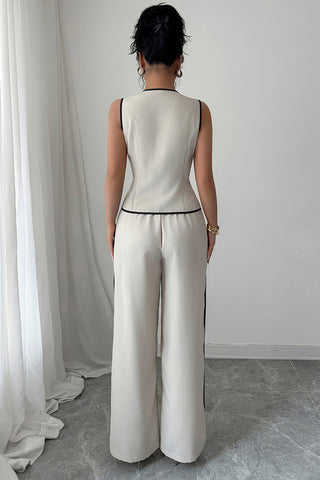 Contrast Trim Pants Set