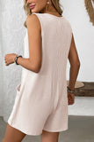 Sleeveless Button-Up Ribbed Romper
