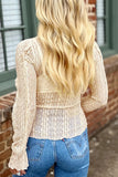 Flounced Mock Neck Long Sleeve Top