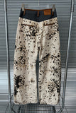 Patterned Wide-Leg Straight Jeans