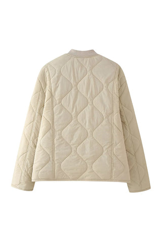 Quilted Button-Front Casual Jacket
