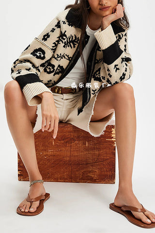 Floral Pattern Button-Front Cardigan