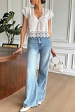 Lace Trim V-Neck Blouse