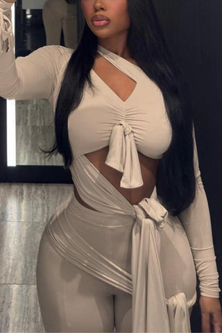 Elegant Tie-Front Pants Set