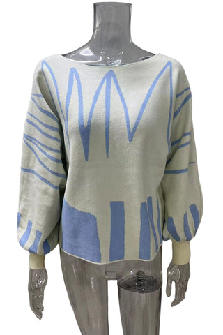 Abstract Patterned Oversized Sweater