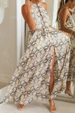 Halter Neck Maxi Dress with Side Slit
