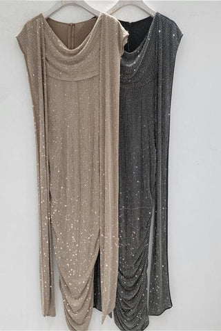 Draped Sequin Casual Dress