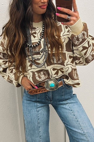 Graphic Pattern Pullover Sweater