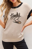 Cowboy Hat Pattern Short Sleeve Sweater
