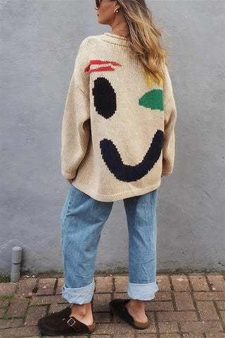 Playful Face Knit Sweater
