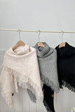 Fringed Edge Knit Poncho