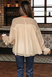 Pleated Ruffle Long Sleeve Blouse