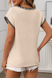 Striped Trim V-Neck Tank Top