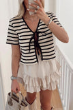 Striped Tie-Front Blouse