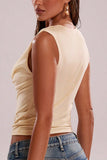 Ruched Draped Tank Top with Shoulder Detail