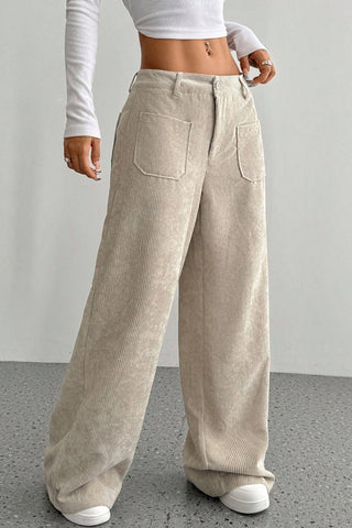 Wide-Leg Casual Pants with Pockets