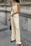 Drawstring Spaghetti Strap Pants Set