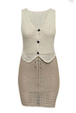 Buttoned Crochet Skirt Set