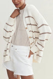 Striped Button-Front Cardigan