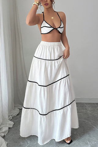 Striped Casual Maxi Skirt Set