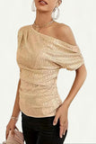One-Shoulder Sequin Tank Top