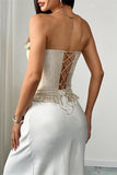Strapless Lace Trim Corset Top