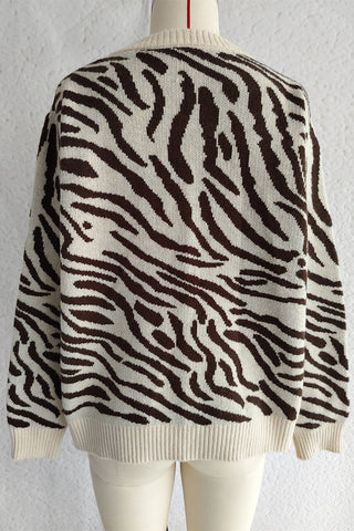 Zebra Pattern Zip Cardigan