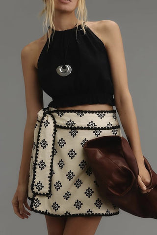 Floral Patterned Wrap Skort