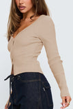 Ribbed Button-Up Top