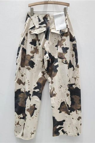 Wide-Leg Patterned Denim Jeans