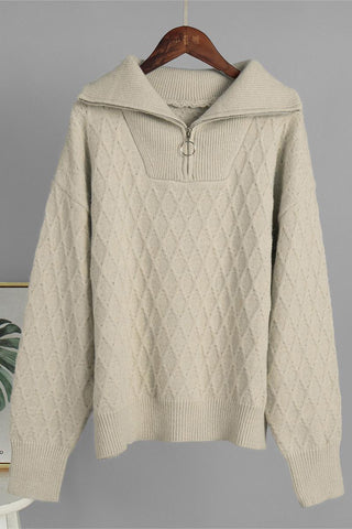 Zipper Knit Pullover Sweater