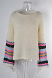 Striped Sleeve Open-Knit Cover-Up