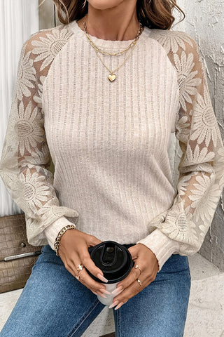 Lace Sleeve Floral T-Shirt