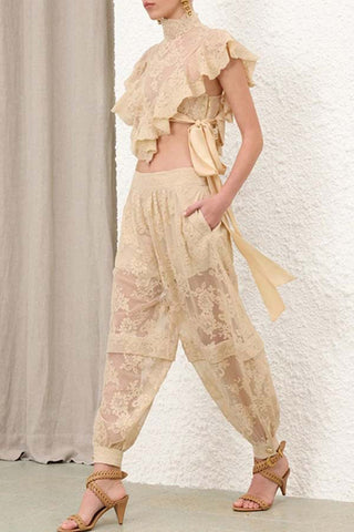 Elegant Ruffle Lace Blouse