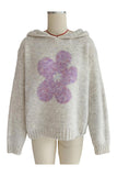 Floral Knit Sweater with Hood