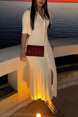 Button-Front Casual Midi Dress