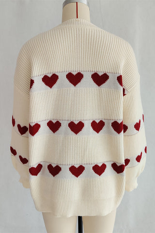 Cozy Heart Pattern Knit Sweater
