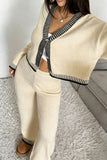 Stylish Cropped Knit Cardigan and Pants Set