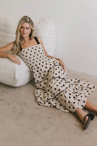 Polka Dot Smocked Casual Dress