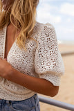 Eyelet Lace Twist-Front Blouse